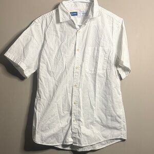 OldNavy Everday White Short Sleeve Dot Pattern Shirt Medium
